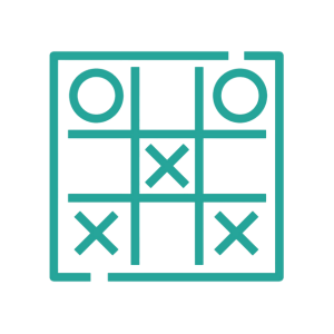 A tick-tack-toe Icon reflecting flexibility in virtual speech therapy for kids.