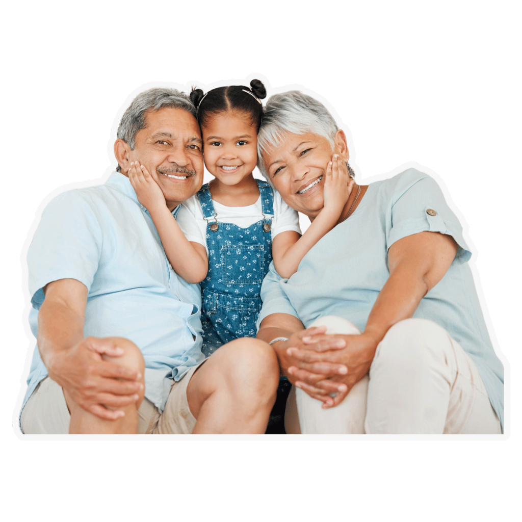 A little girl enjoying time with her grandparents, capturing the family support vital in early intervention speech therapy.