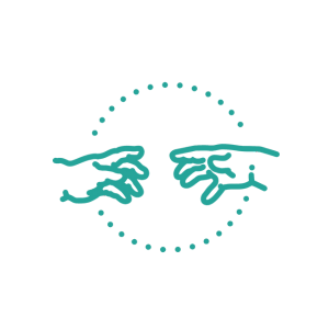 The icon of hands connecting with each other to reflecting teacher collaboration in speech therapy for kids.